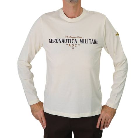 AERONAUTICA MILITARE t-shirt uomo cotone 232TS2187J538 73085 PANNA inverno 2023