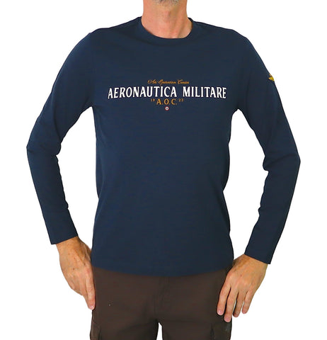 AERONAUTICA MILITARE t-shirt uomo cotone 232TS2187J538 08358 BLU inverno 2023