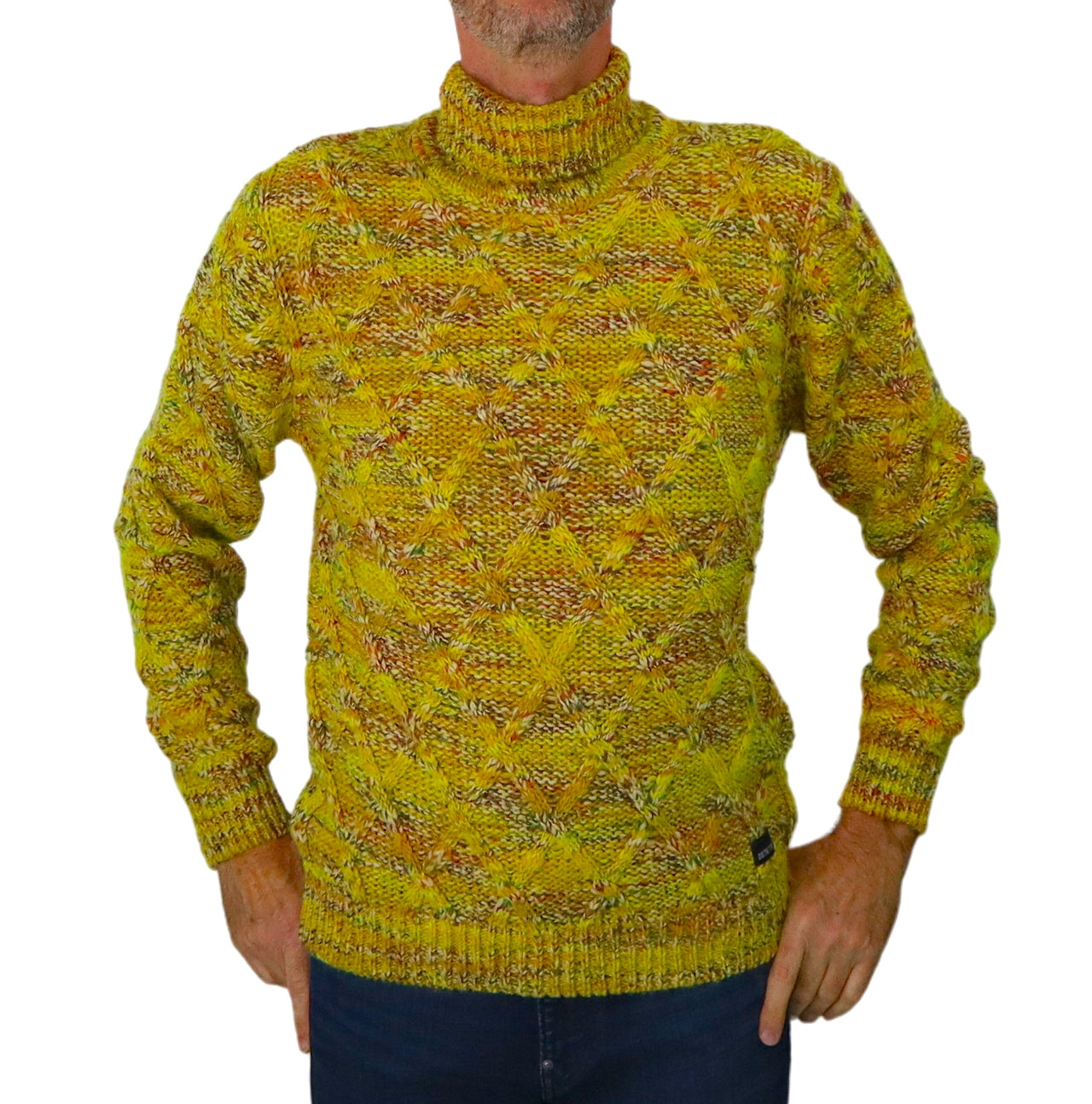DISTRETTO 12 maglione uomo collo alto lana H NECK MA1033 0002 OCRA inverno 2023