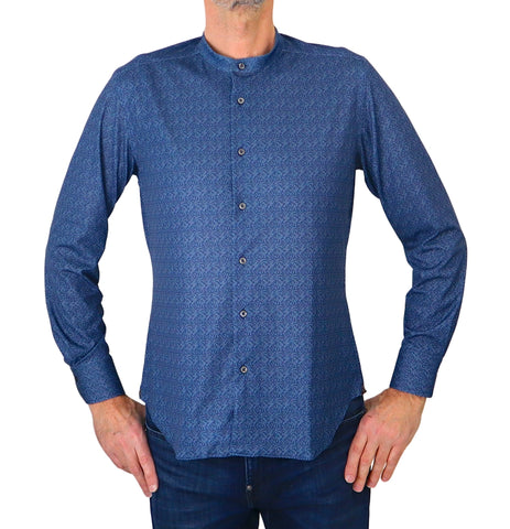 RE-DO IT camicia uomo no stiro collo coreana UOMO C0074 BLU estate 2024