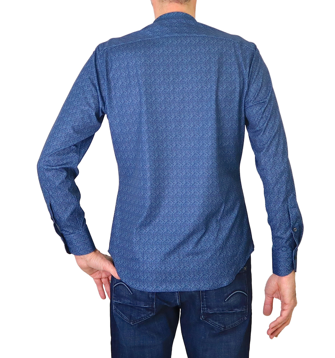 RE-DO IT camicia uomo no stiro collo coreana UOMO C0074 BLU estate 2024