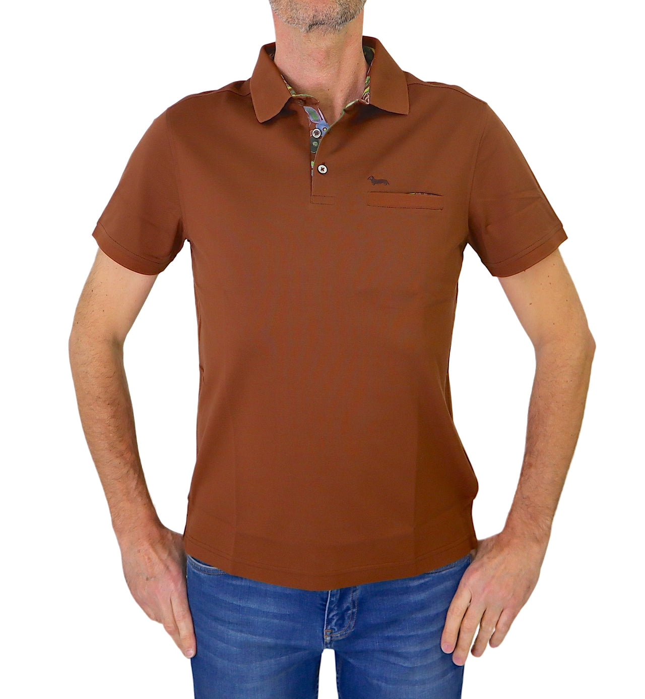 HARMONT & BLAINE polo uomo cotone LRL372 021215 700 MARRONE estate 2024