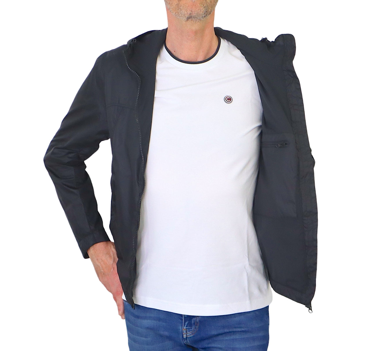 COLMAR giubbino uomo bomber cappuccio 1874 3XW WAXED 99 NERO vintage estate 2025
