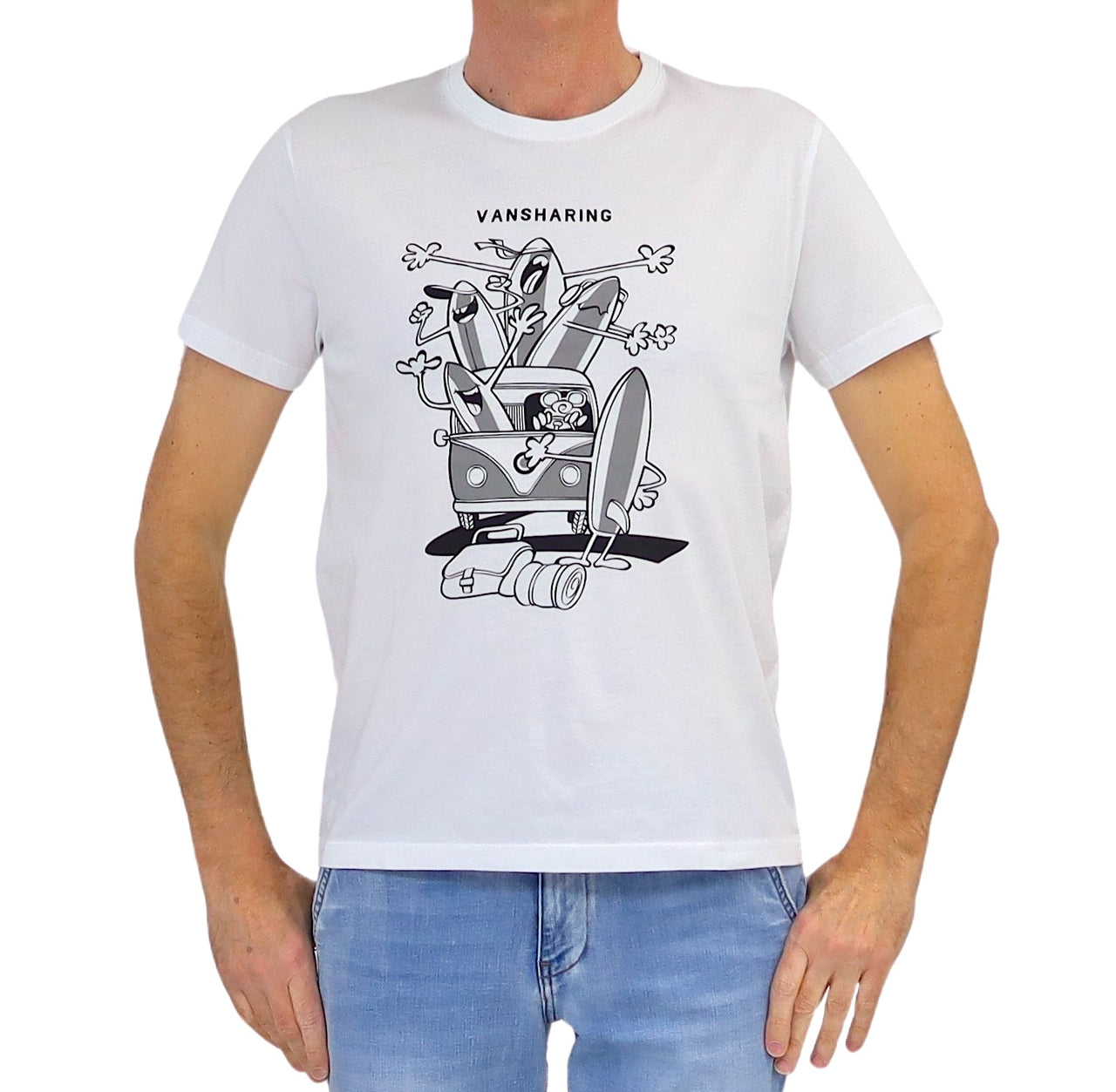 SHOCKLY t-shirt uomo girocollo stampa van cotone TS VAN 4T1501 BIANCO estate 2026