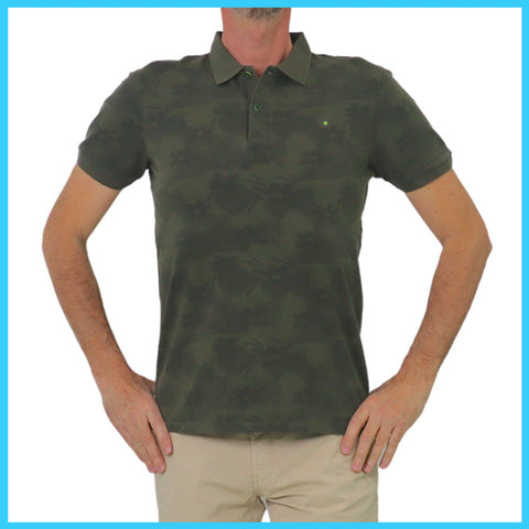 SHOCKLY polo uomo cotone POLO CAMOUFLOWER 6X4121 ARMY VERDE MILITARE estate 2023