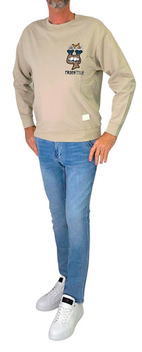 Thumbnail for TAKE TWO felpa uomo scollo a giro ricami cotone UK00111 PANNA estate 2026