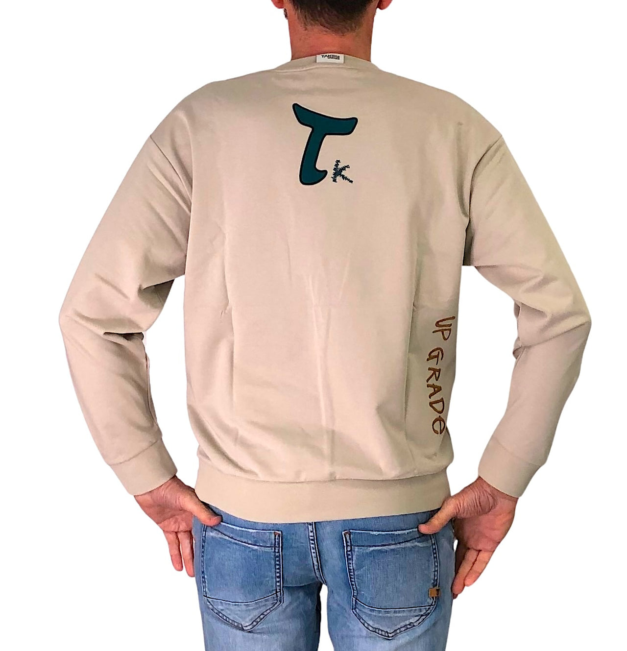 TAKE TWO felpa uomo scollo a giro ricami cotone UK00111 PANNA estate 2026