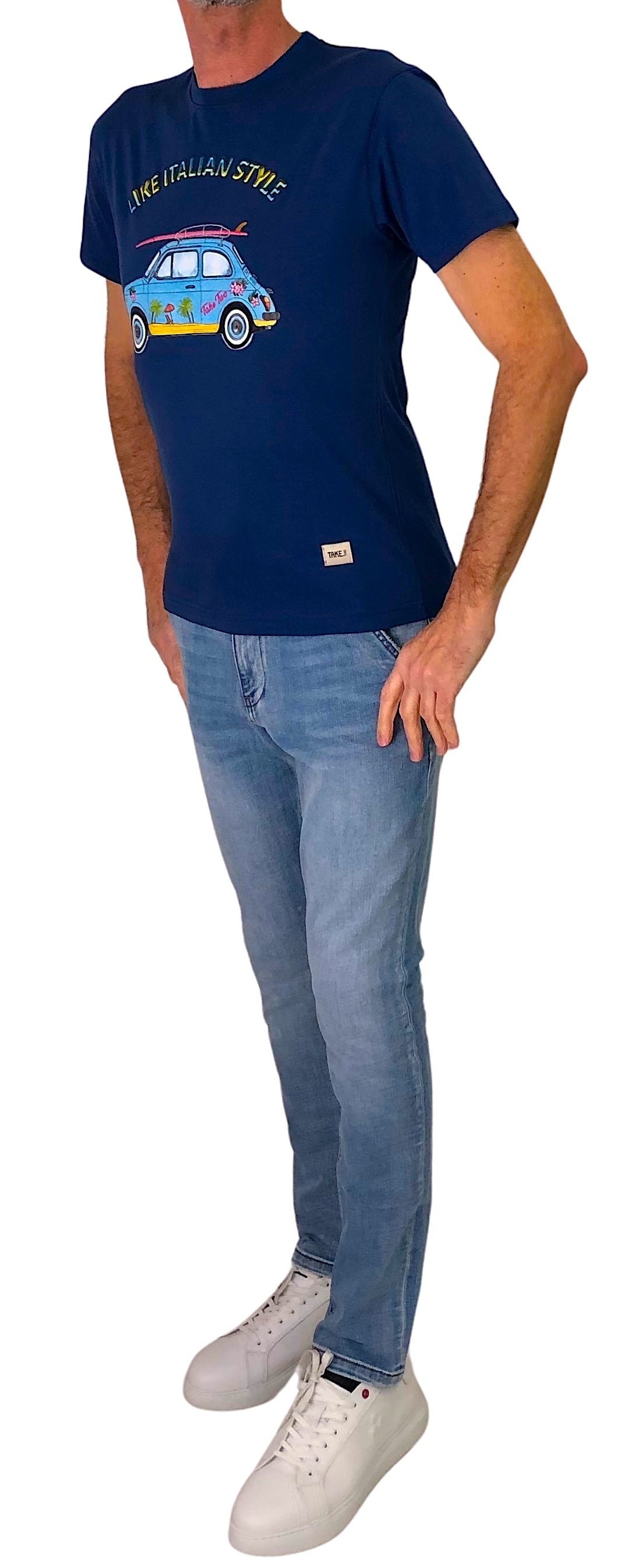 TAKE TWO t-shirt uomo girocollo stampa 500 cotone UK00600 BLUETTE estate 2026