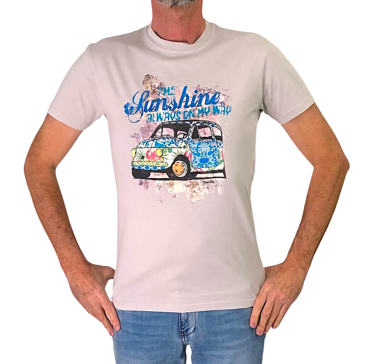 TAKE TWO t-shirt uomo girocollo stampa 500 cotone UK00604 PANNA estate 2026