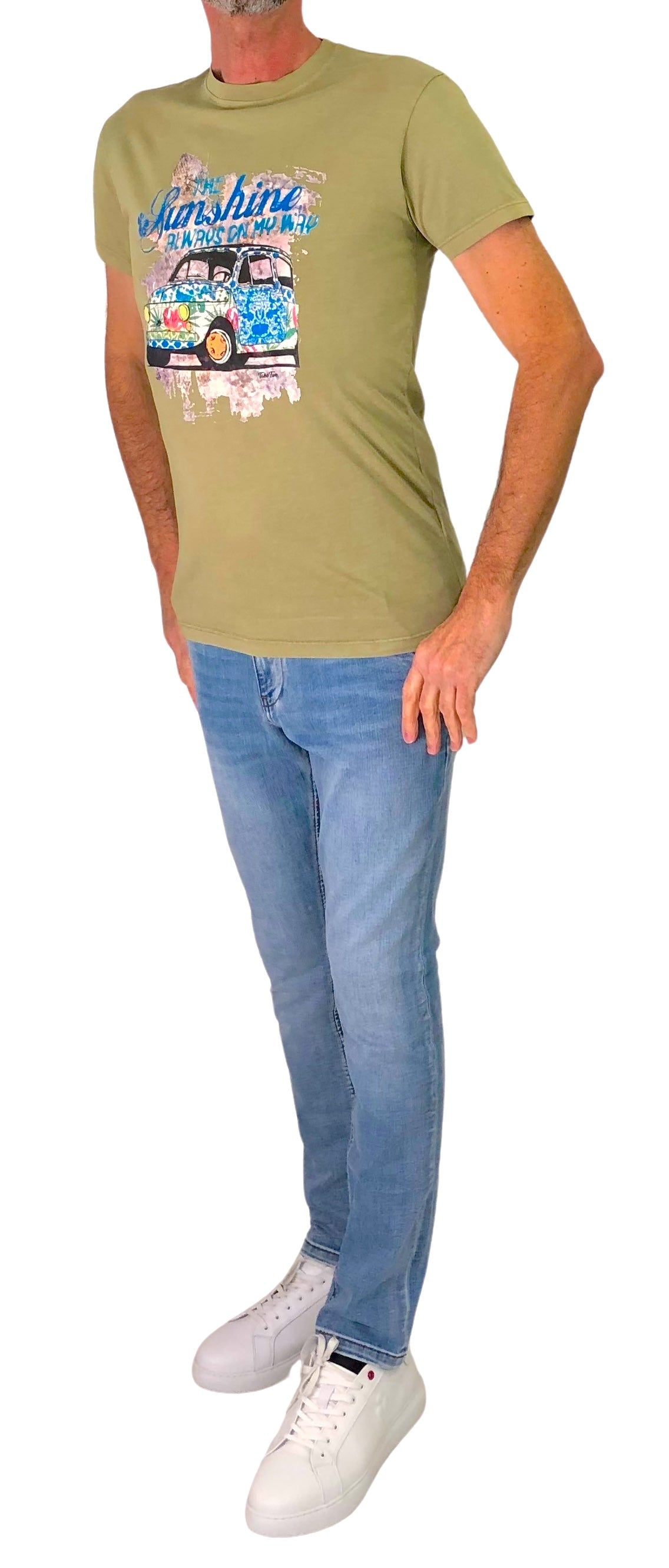 TAKE TWO t-shirt uomo girocollo stampa 500 cotone UK00604 VERDE estate 2026