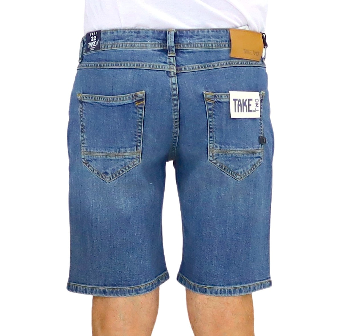 TAKE TWO bermuda uomo jeans stretch ADAM UK05400 BLU MEDIO SCURO estate 2026
