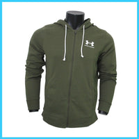 Thumbnail for UNDER ARMOUR felpa uomo cotone cappuccio 1370409 390 VERDE MILITARE estate 2023