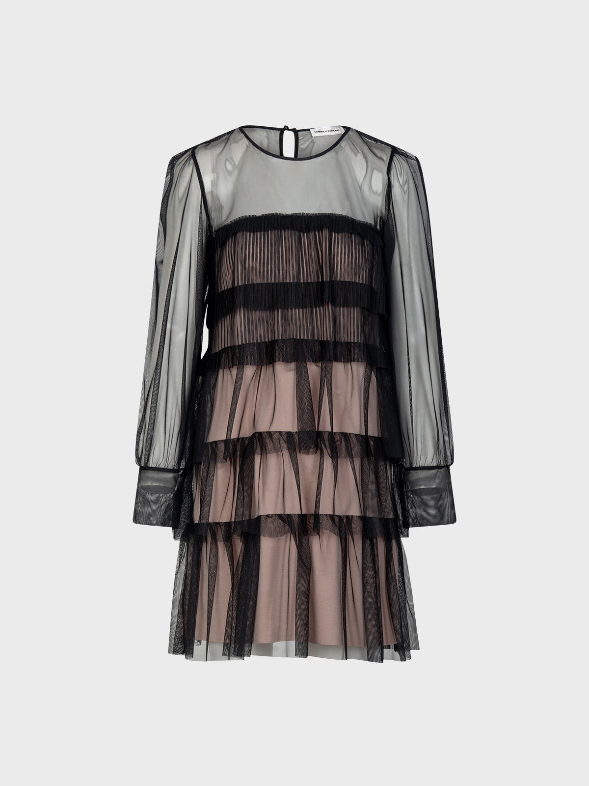 SANDRO FERRONE abito donna tulle corto balze S14YBDBASTIGLIA NERO inverno 2023