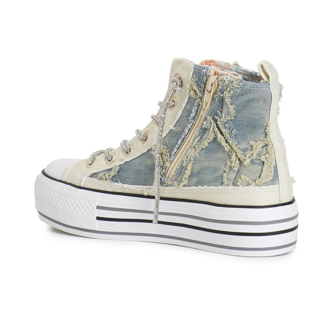 CAFèNOIR scarpe donna sneaker mid denim strass C1DM9104 Z027 JEANS GIALLO estate 2025