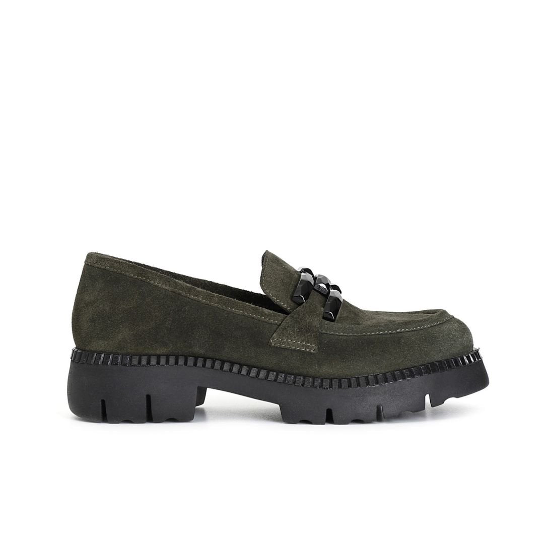 CAFéNOIR scarpe donna mocassino camoscio morsetto C1EB6061 G001 VERDE inverno 2024