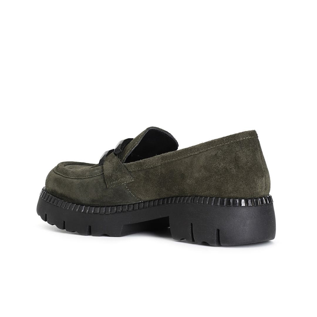 CAFéNOIR scarpe donna mocassino camoscio morsetto C1EB6061 G001 VERDE inverno 2024
