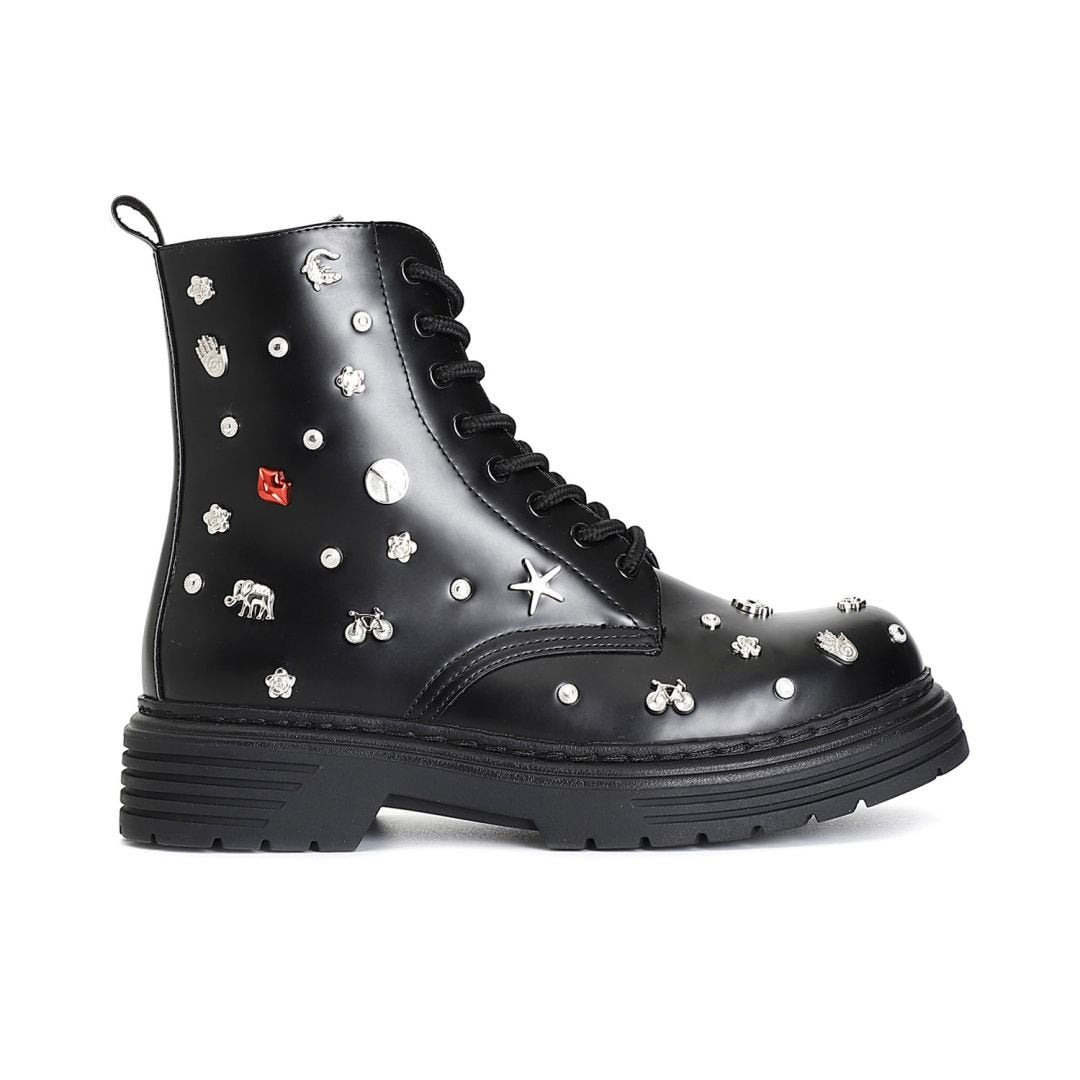 CAFèNOIR stivali anfibio donna tronchetti borchie C1FA9023 N001 NERO inverno 2024