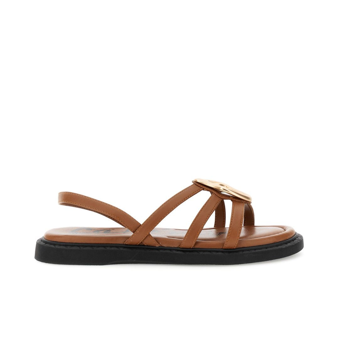 CAFèNOIR sandali donna flat bassi pelle fascette C1FB4007 M007 CUOIO estate 2026