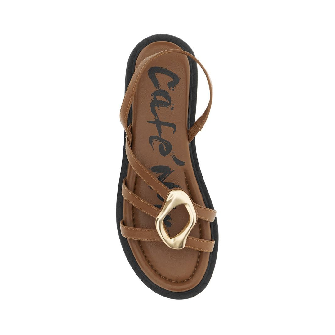CAFèNOIR sandali donna flat bassi pelle fascette C1FB4007 M007 CUOIO estate 2026