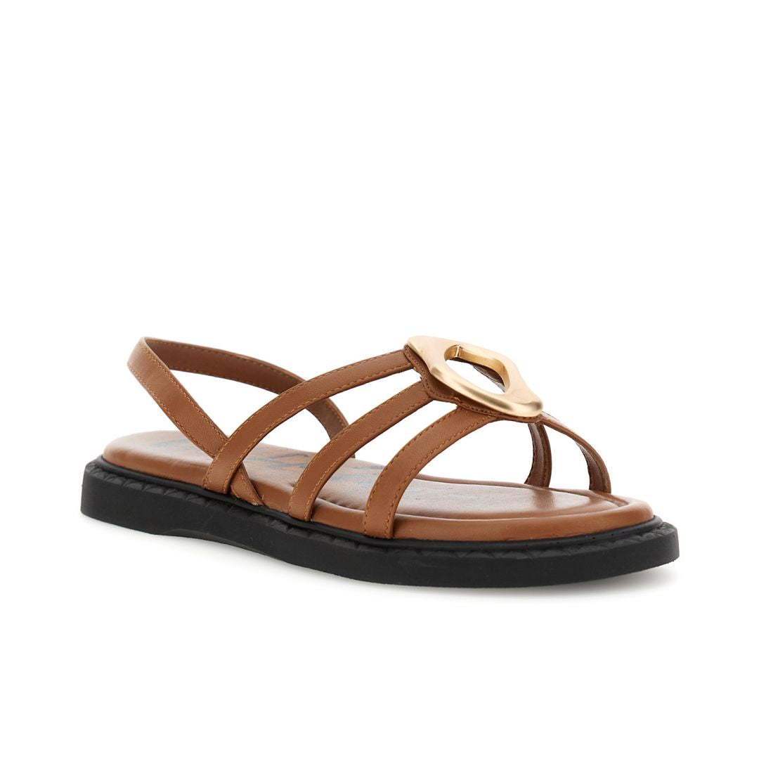 CAFèNOIR sandali donna flat bassi pelle fascette C1FB4007 M007 CUOIO estate 2026