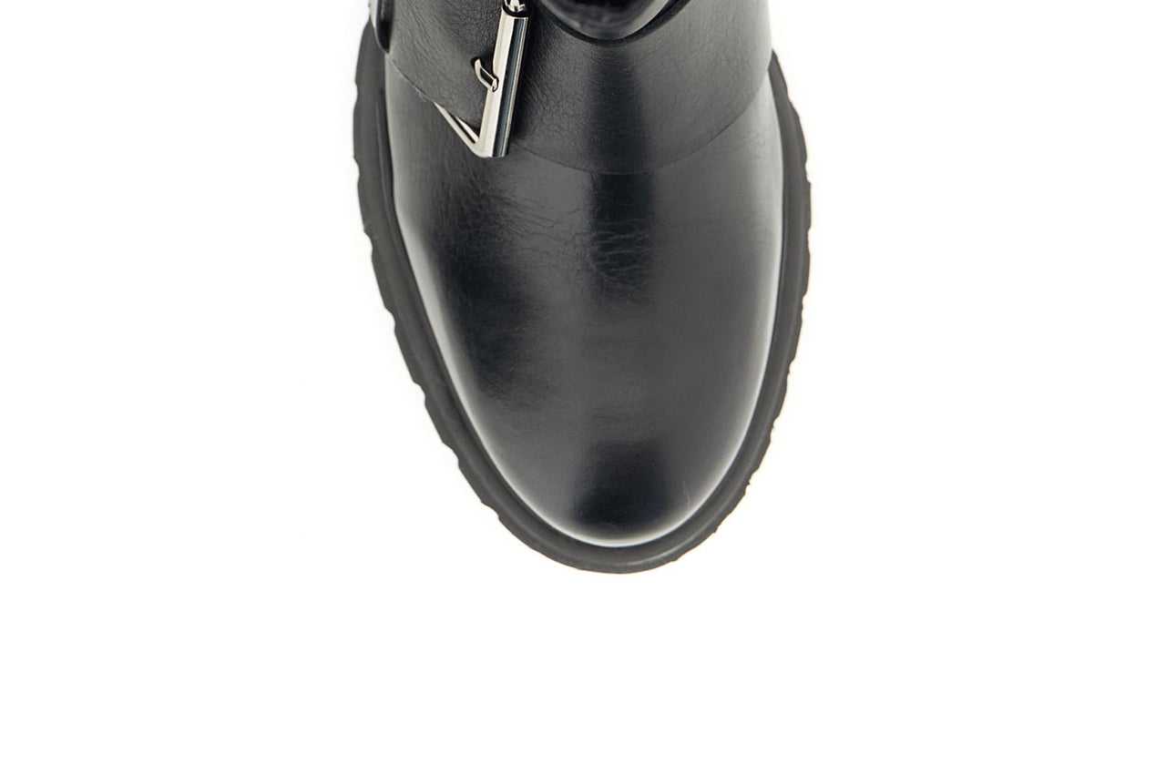 CAFèNOIR stivali donna tronchetti pelle cerniera maxi fibbie C1FD1004 N001 NERO inverno 2025