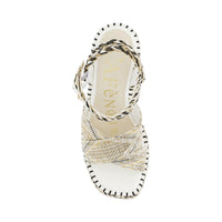 Thumbnail for CAFèNOIR sandali donna tessuto raffia zeppa cm.9  C1GB9500 W005 BIANCO BEIGE NERO estate 2026