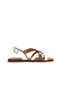 Thumbnail for CAFèNOIR sandali donna pelle flat incrocio C1GF1004 W056 CUOIO PANNA estate 2023