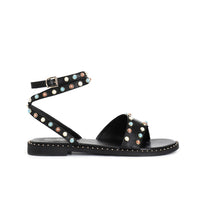 Thumbnail for CAFèNOIR sandali donna flat bassi pelle pietre C1GG1104 N001 NERO estate 2025