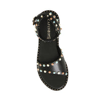 Thumbnail for CAFèNOIR sandali donna flat bassi pelle pietre C1GG1104 N001 NERO estate 2025
