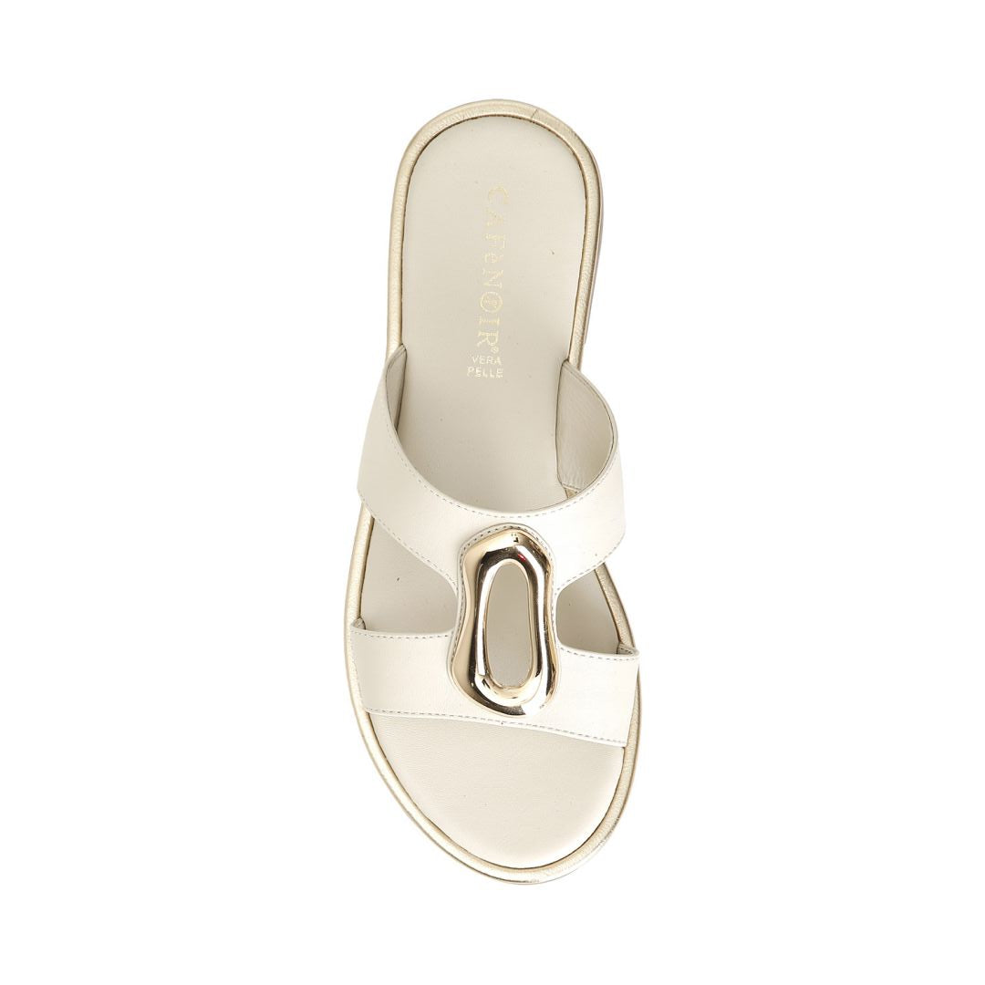 CAFèNOIR sandali donna ciabatta flat bassi pelle C1GG1666 W059 BEIGE ORO estate 2025