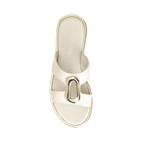 Thumbnail for CAFèNOIR sandali donna ciabatta flat bassi pelle C1GG1666 W059 BEIGE ORO estate 2025