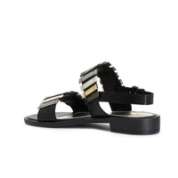 Thumbnail for CAFèNOIR sandali donna flat due fasce C1GG9035 N007 NERO ORO ARGENTO estate 2024