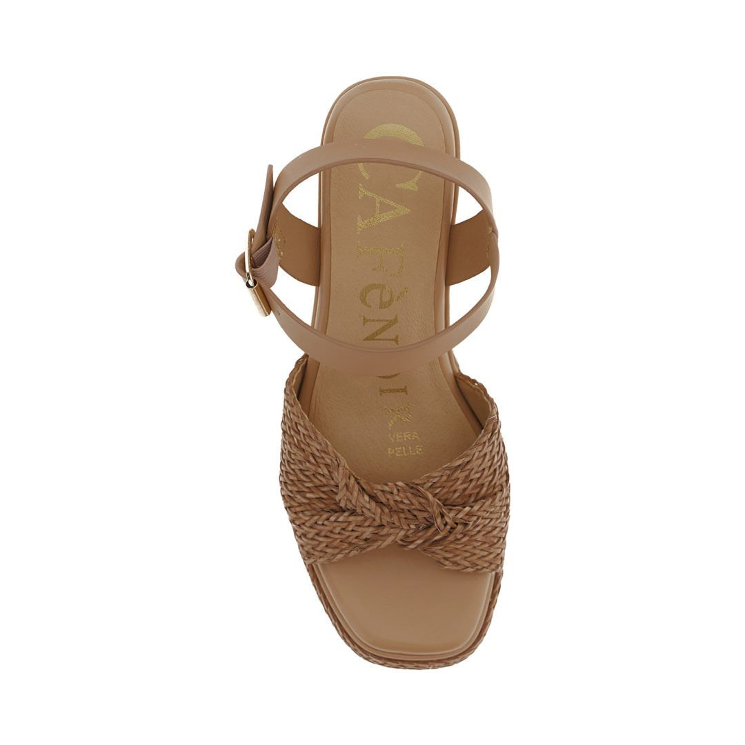 CAFèNOIR sandali donna ecopelle zeppa plateau cm.9 C1GG9701 M007 CUOIO chiaro estate 2026