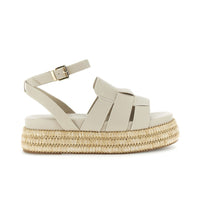 Thumbnail for CAFèNOIR sandali donna ecopelle espadrillas zeppa plateau cm.6 C1HH9011 M008 BEIGE estate 2026