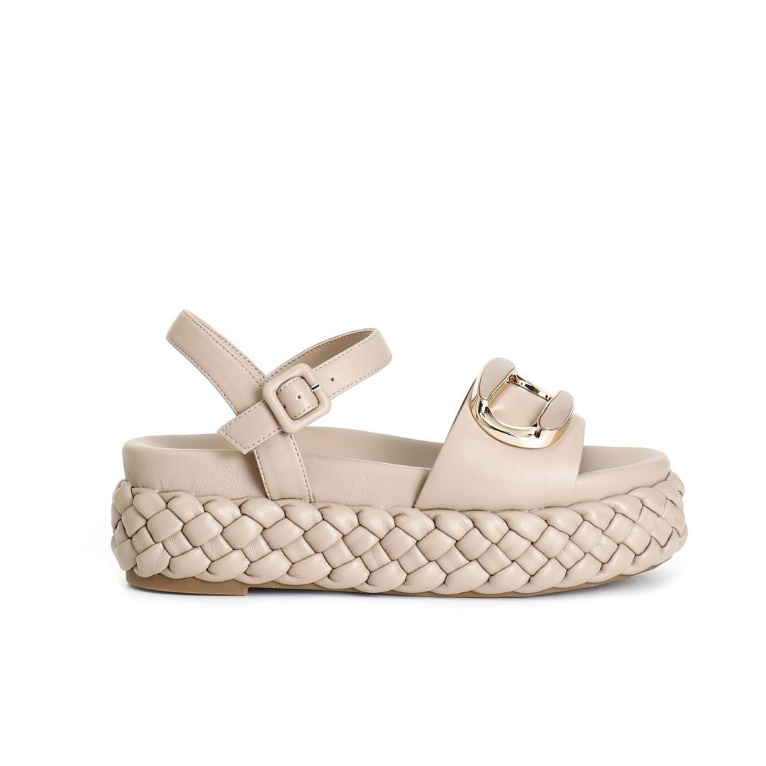 CAFèNOIR sandali donna ecopelle zeppa cm.6 C1HH9112 M005 BEIGE estate 2025