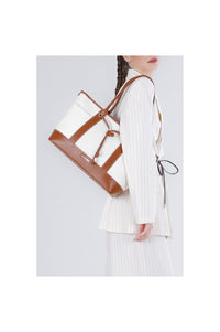 Thumbnail for CAFèNOIR borsa donna shopping a spalla canvas large C3MB1005 W099 PANNA CUOIO estate 2026