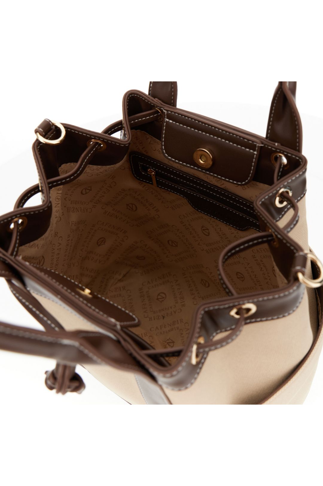 CAFèNOIR borsa donna secchiello a mano canvas media C3MB1006 M121 BEIGE MORO estate 2026