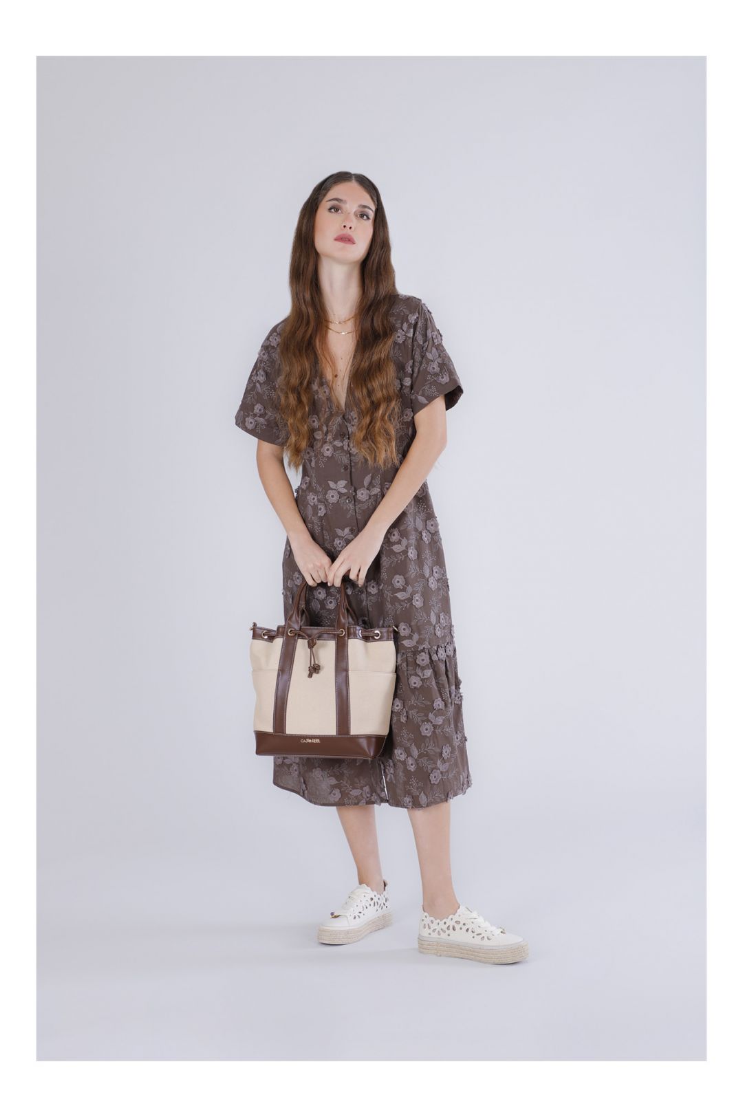 CAFèNOIR borsa donna secchiello a mano canvas media C3MB1006 M121 BEIGE MORO estate 2026