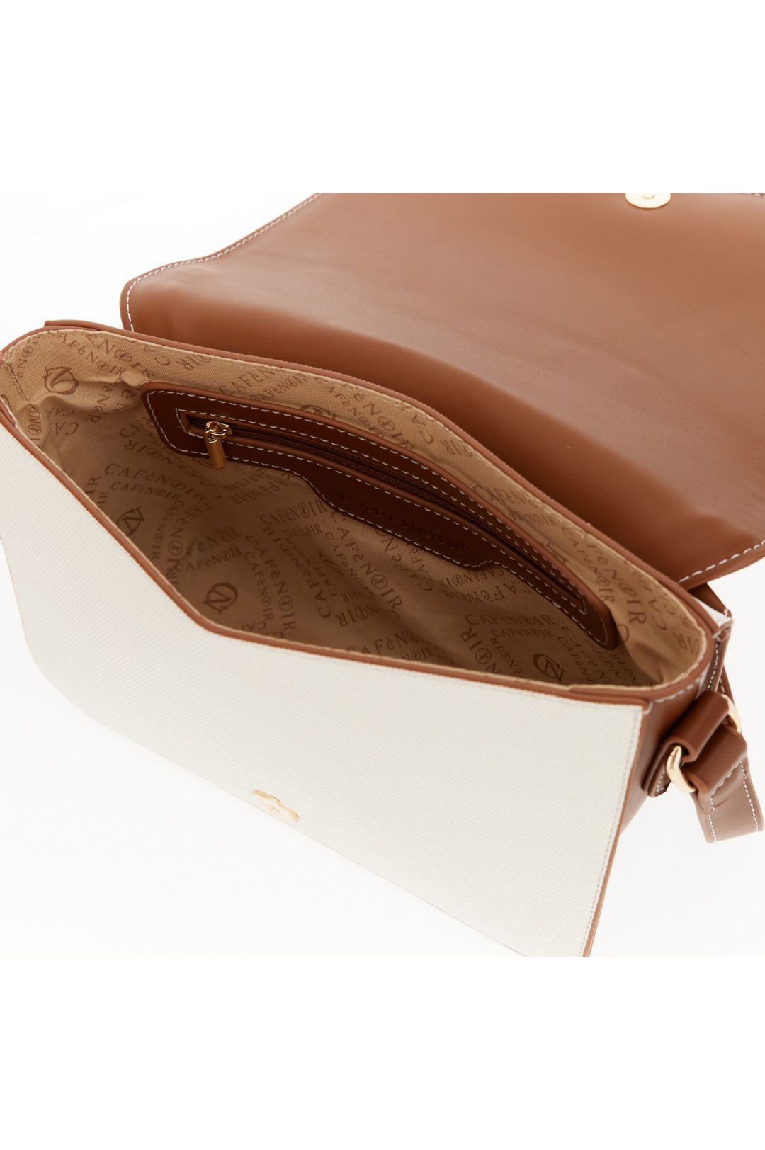 CAFèNOIR borsa donna postina tracolla canvas ecopelle small C3MB1007 W099 PANNA CUOIO estate 2026