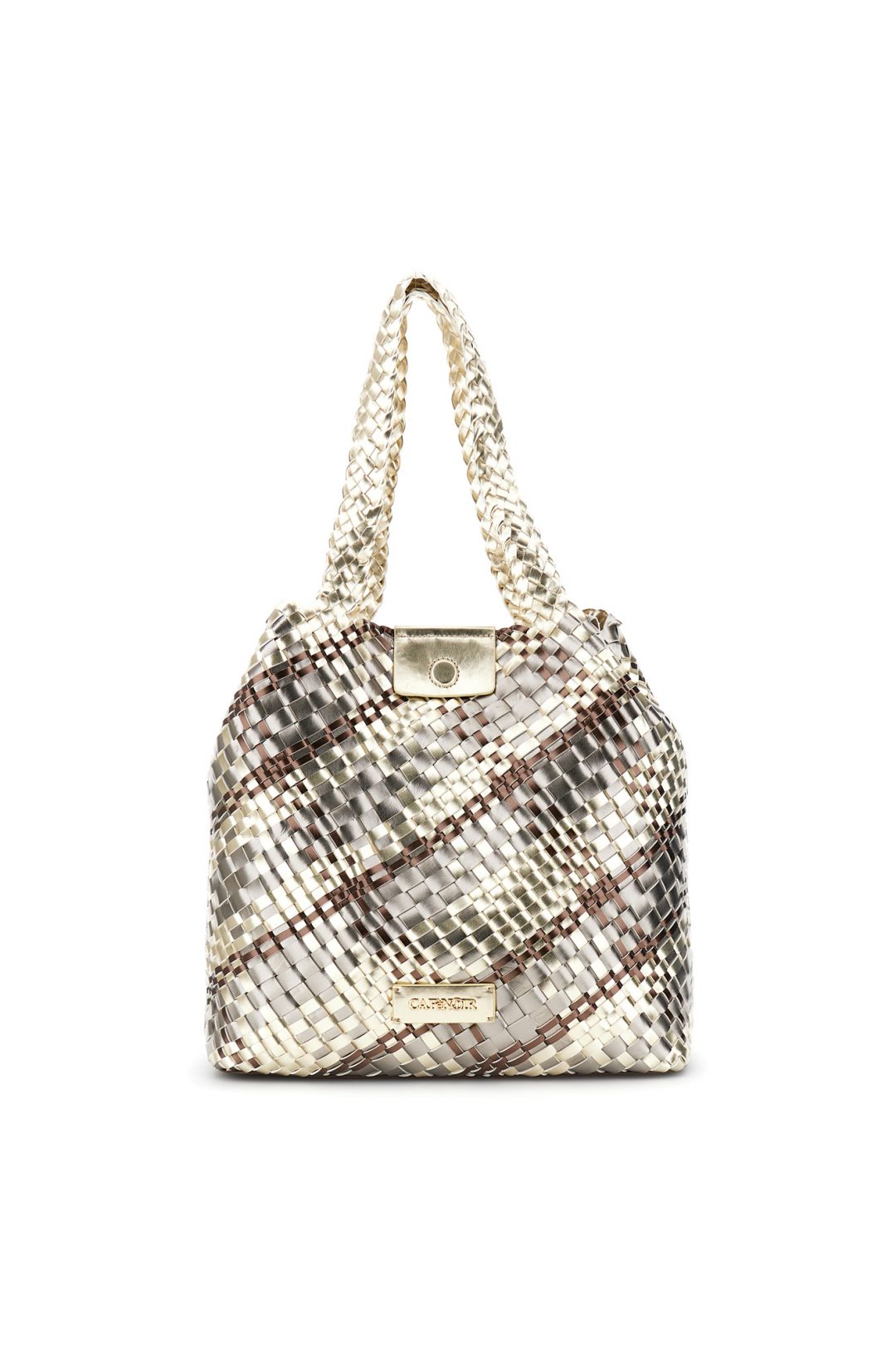 CAFèNOIR borsa donna a spalla intrecciata grande C3MG1021 M122 BRONZO PLATINO estate 2026