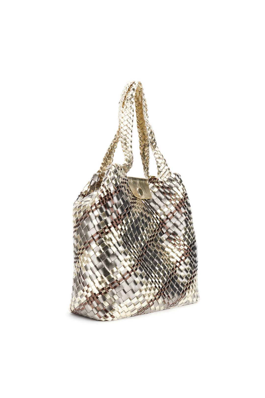 CAFèNOIR borsa donna a spalla intrecciata grande C3MG1021 M122 BRONZO PLATINO estate 2026