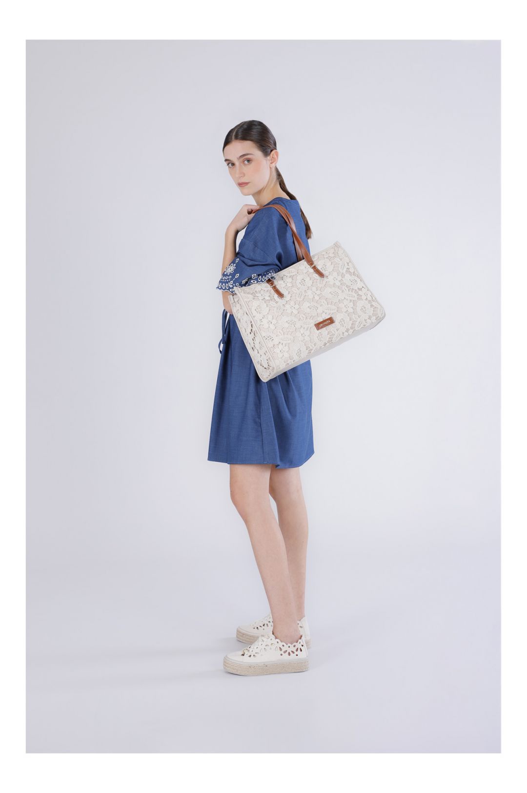 CAFèNOIR borsa donna shopping macramè large C3NB1051 M072 ECRU BEIGE estate 2026