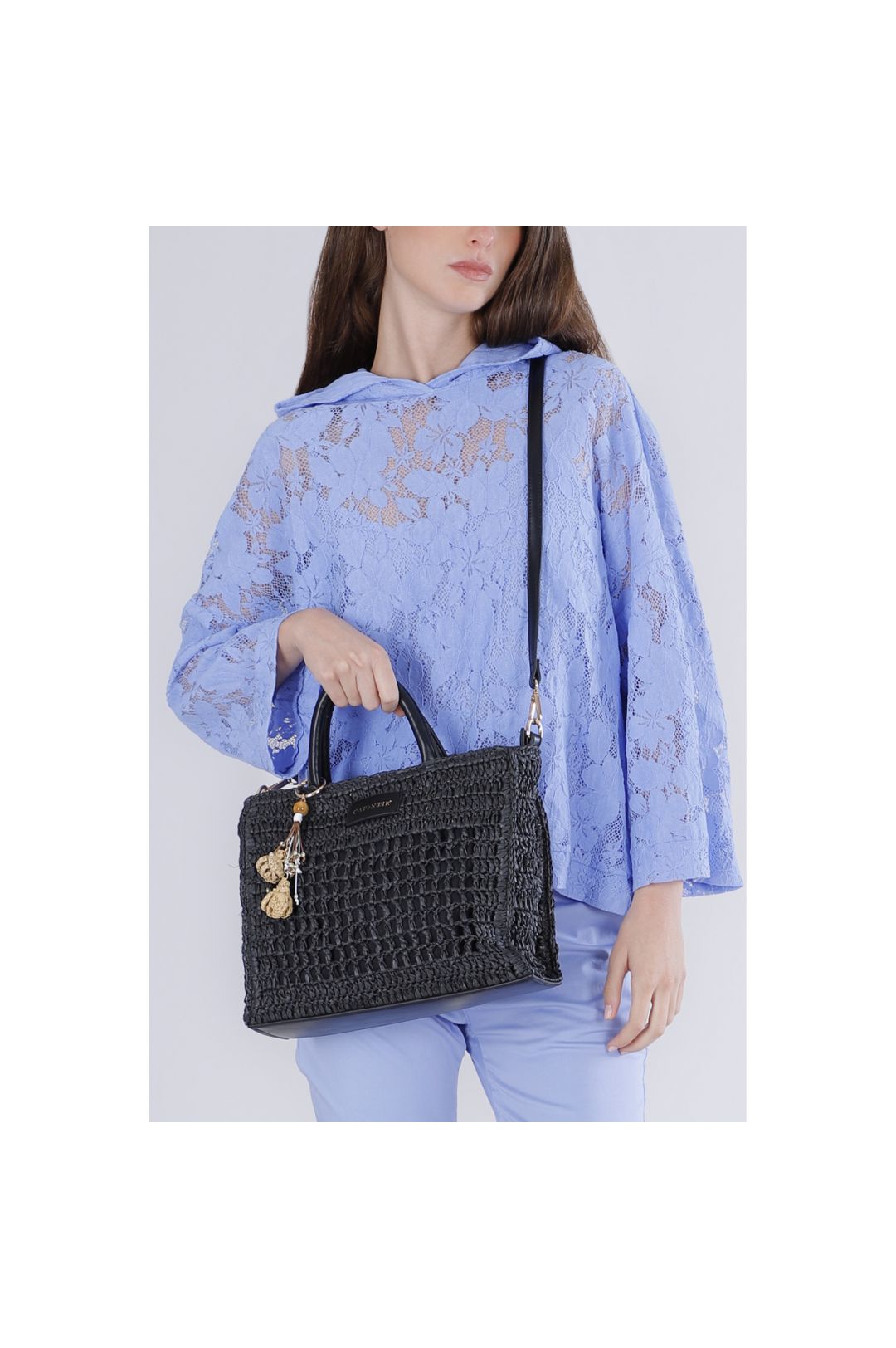 CAFèNOIR borsa donna a mano raffia media C3VD1003 N078 NERO estate 2026