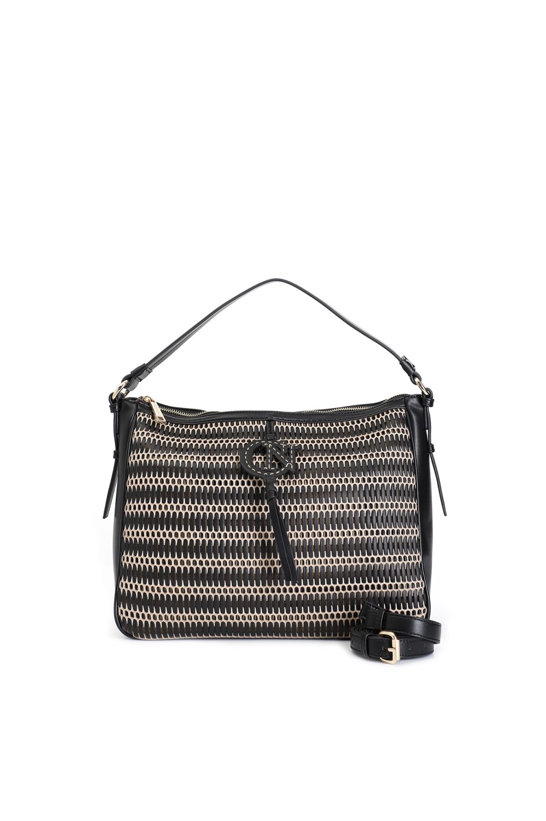 CAFèNOIR borsa donna spalla ecopelle large C3WB0806 N001 NERO BEIGE estate 2025