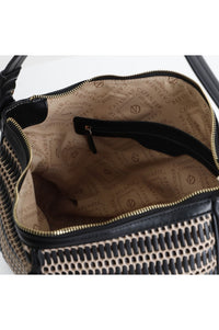 Thumbnail for CAFèNOIR borsa donna spalla ecopelle large C3WB0806 N001 NERO BEIGE estate 2025