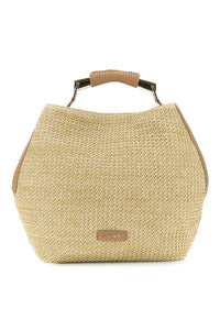 Thumbnail for CAFèNOIR borsa donna a mano raffia ecopelle grande C3YC1010 Q007 NATURALE BEIGE estate 2026