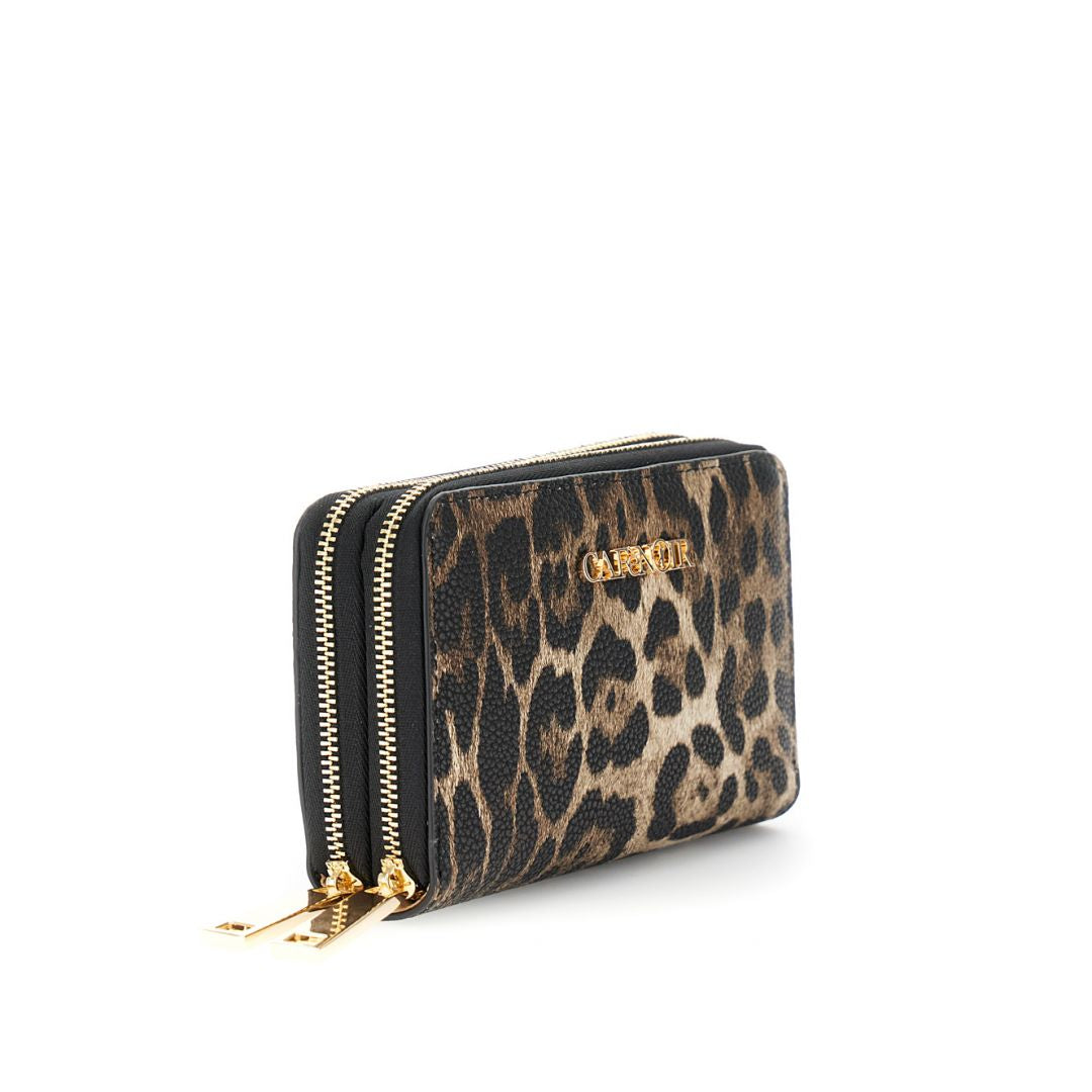 CAFèNOIR portafoglio donna ecopelle cerniere C4AY0907 N079 ANIMALIER MARRONE NERO inverno 2025