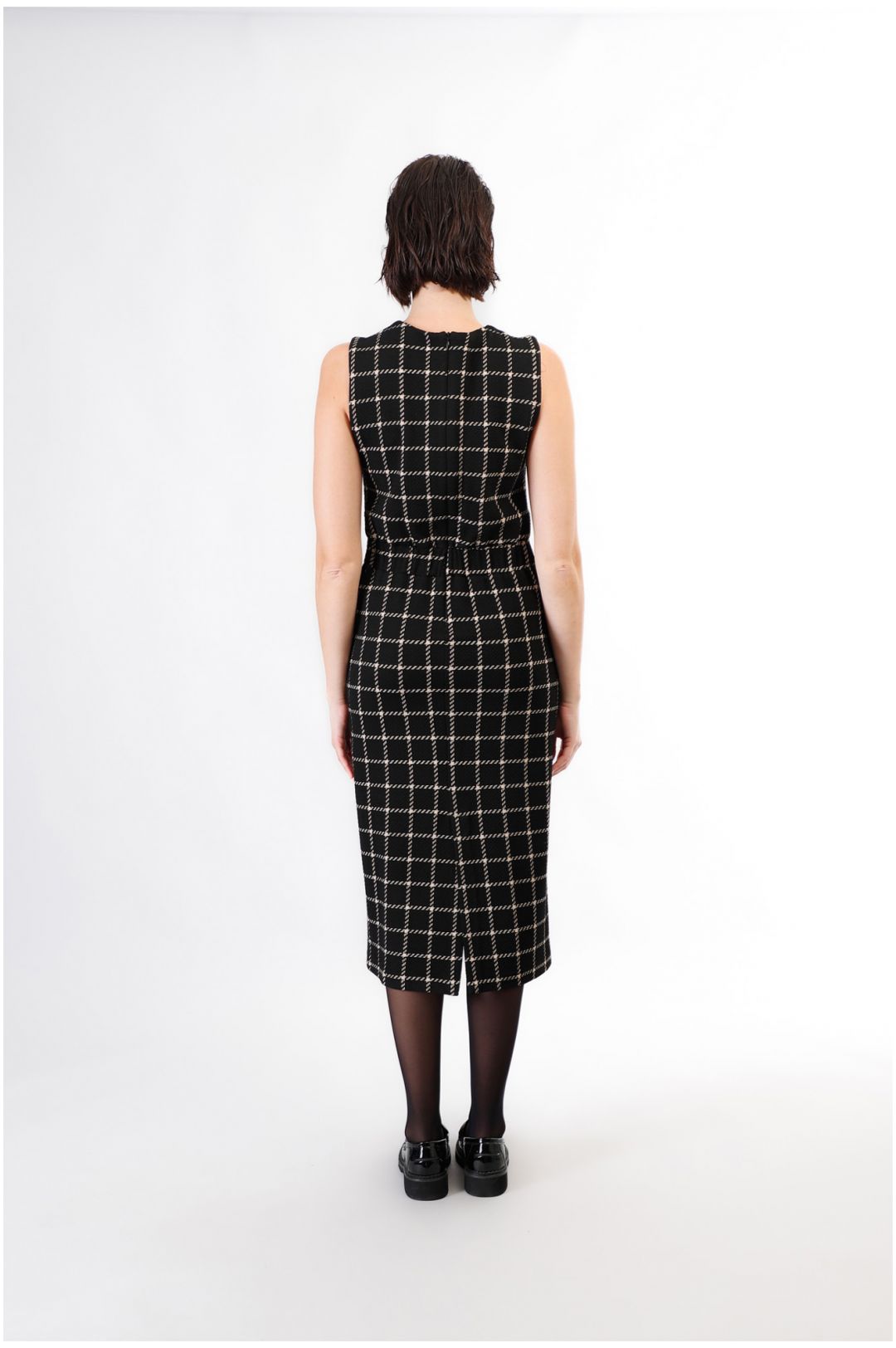 CAFèNOIR abito donna tubino fantasia check C7JA0202 N075 NERO BEIGE inverno 2024