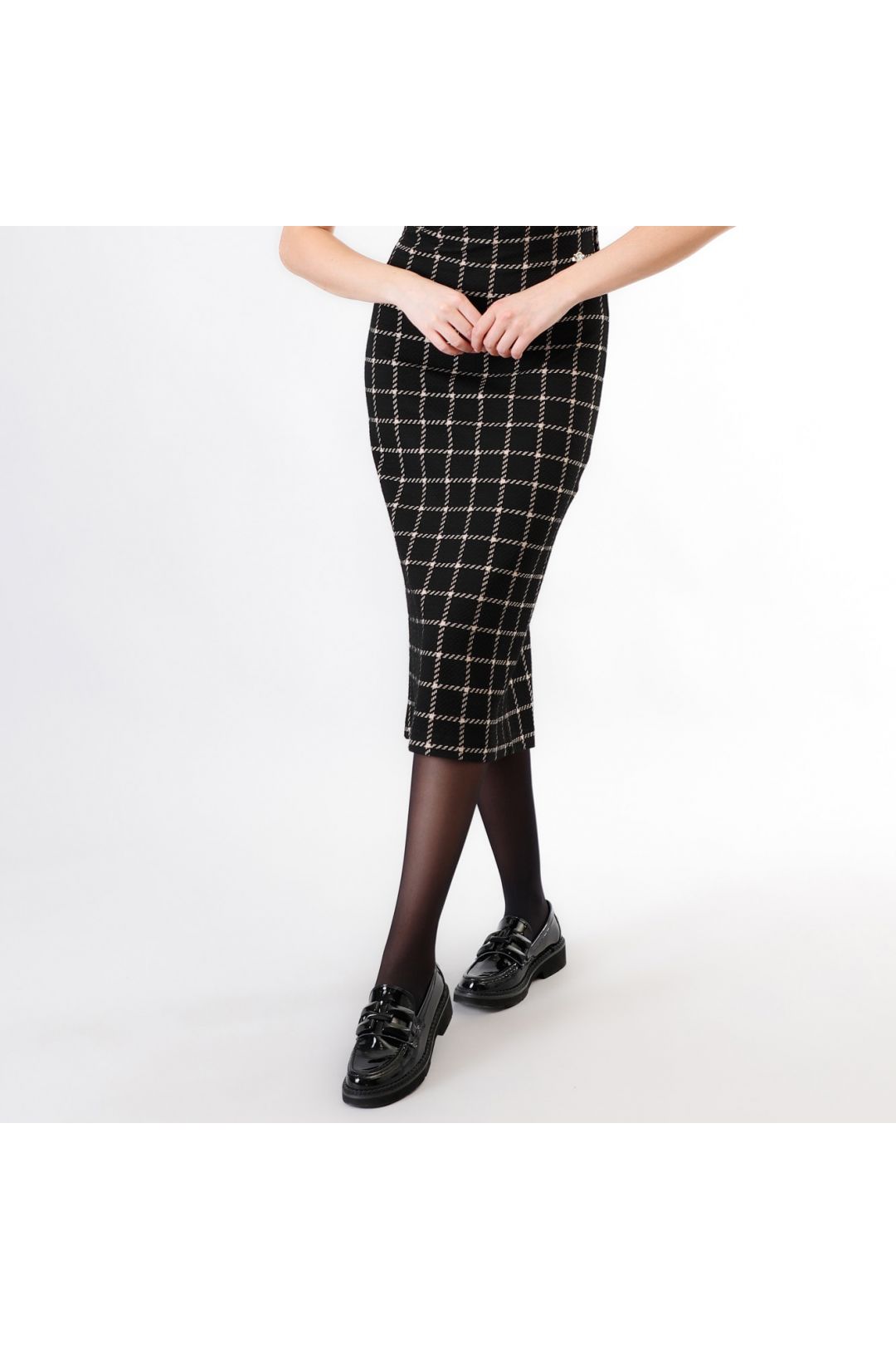 CAFèNOIR abito donna tubino fantasia check C7JA0202 N075 NERO BEIGE inverno 2024