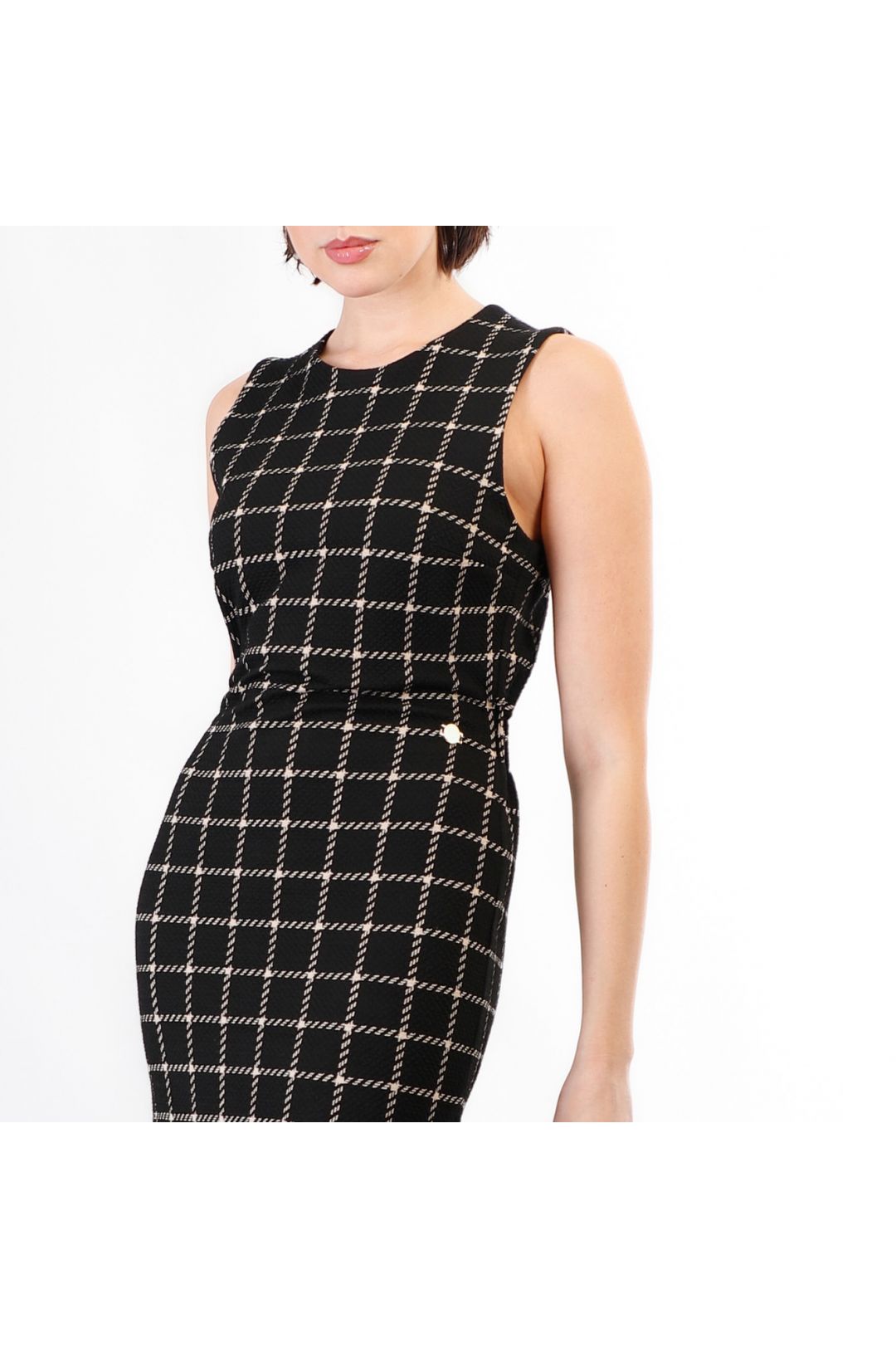 CAFèNOIR abito donna tubino fantasia check C7JA0202 N075 NERO BEIGE inverno 2024